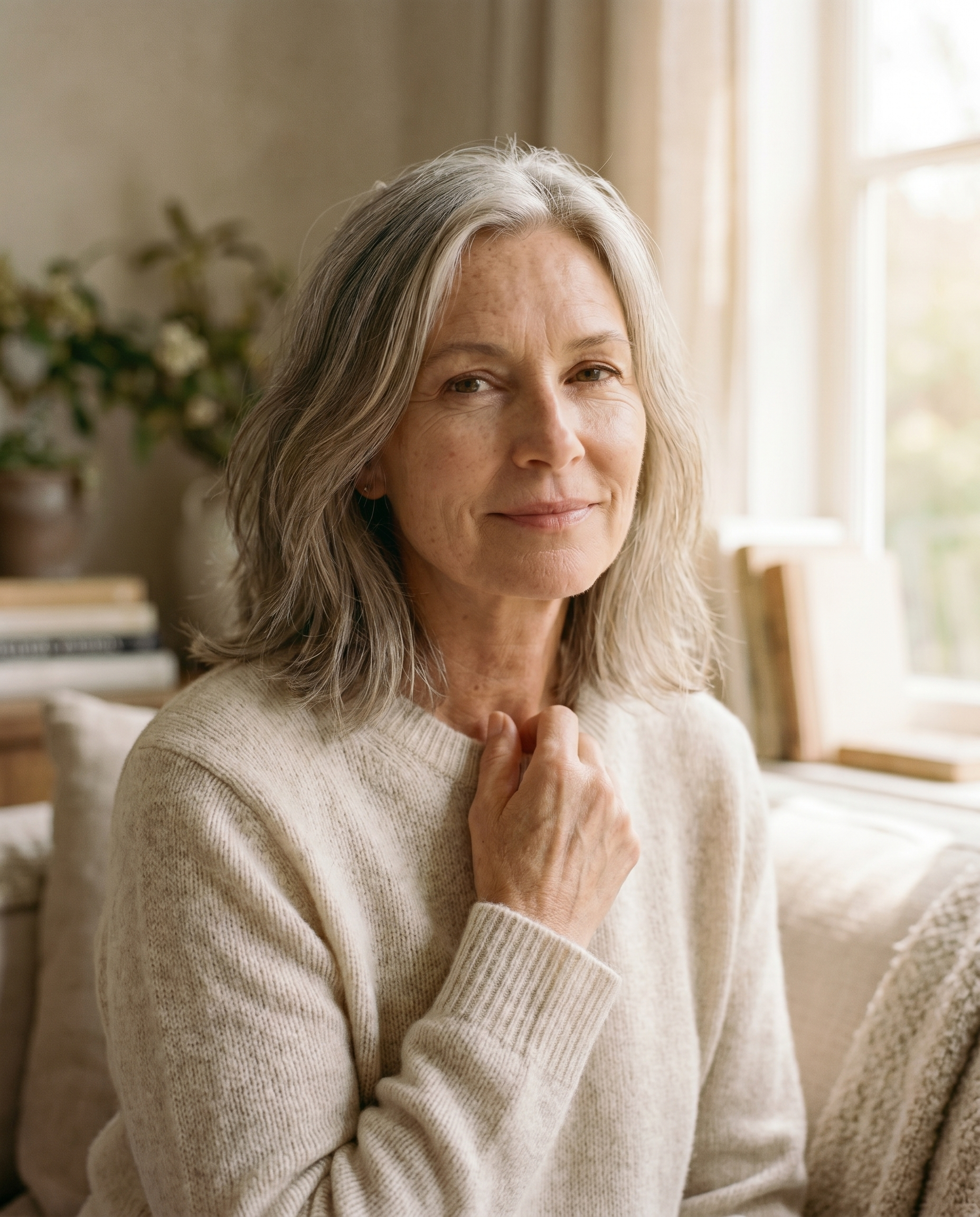 A woman in a comfortable, flattering everyday outfit