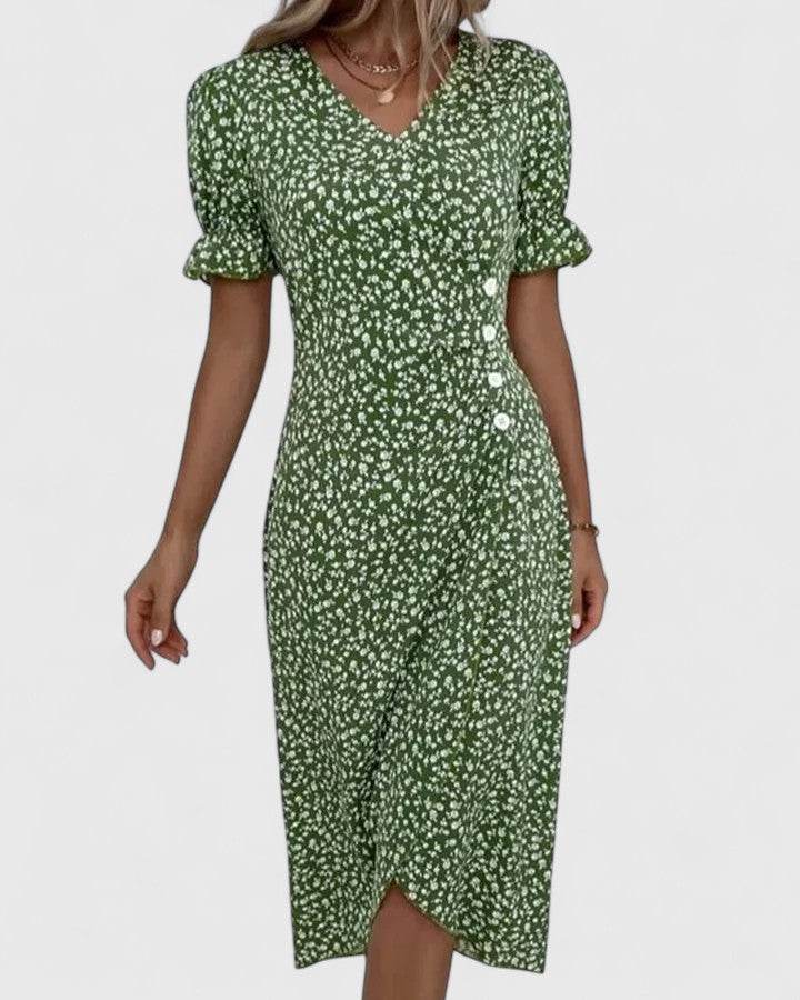Mila – V-neck Printed Button Dress - Image 2
