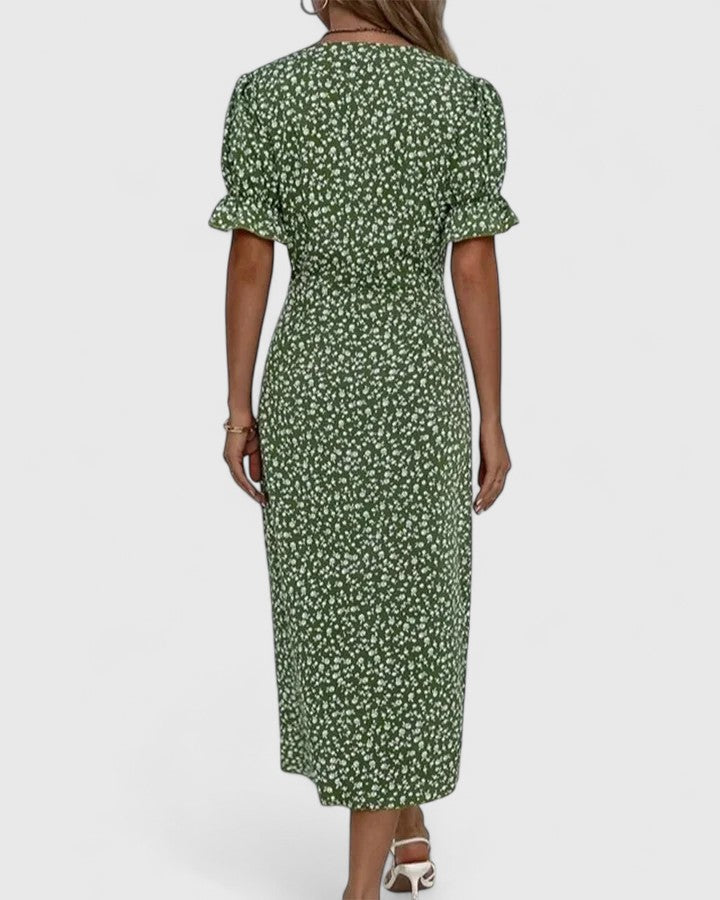 Mila – V-neck Printed Button Dress - Image 4