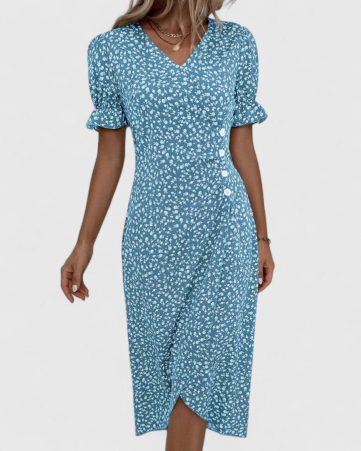 Mila – V-neck Printed Button Dress - Image 5