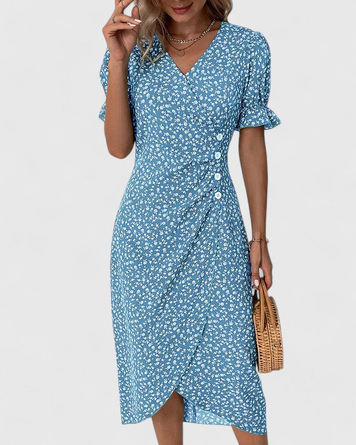 Mila – V-neck Printed Button Dress - Image 7