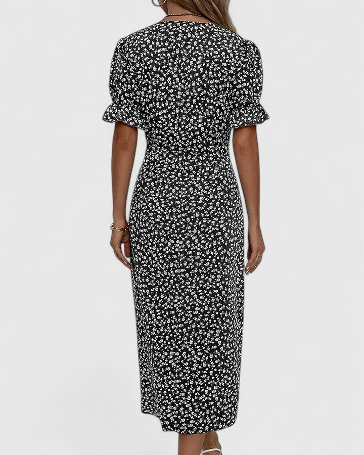 Mila – V-neck Printed Button Dress - Image 13