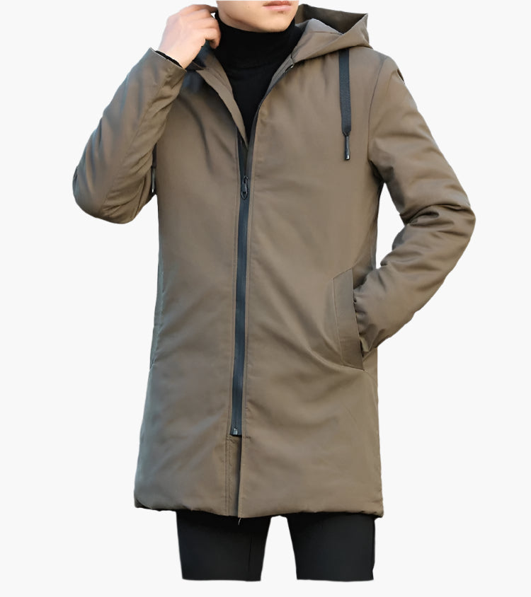 Long Men's Jacket with Hood and Zipper - J&B; - 7 - Elvaroza.com