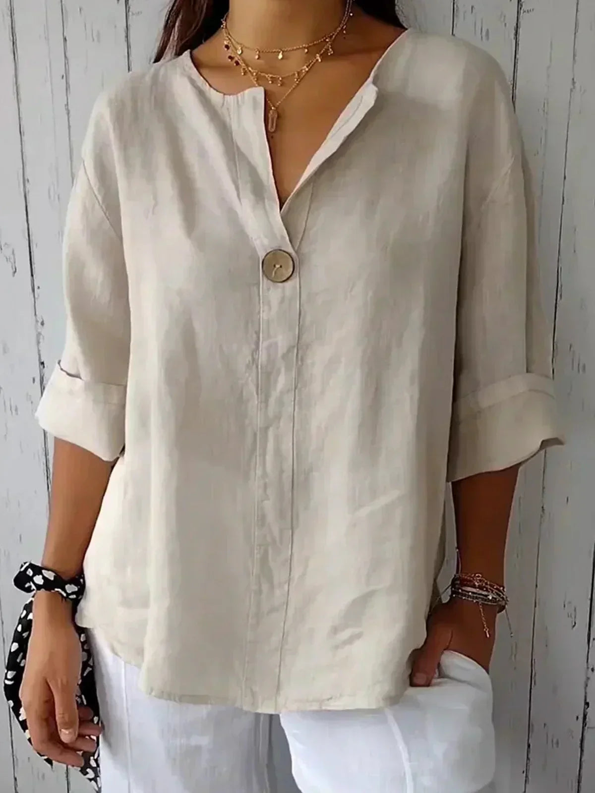 Melanie – Women’s Casual V-Neck Blouse - Image 1