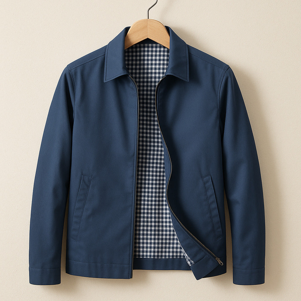 Casual men's jacket in a slim fit with a zipper - J&B; - 2 - Elvaroza.com