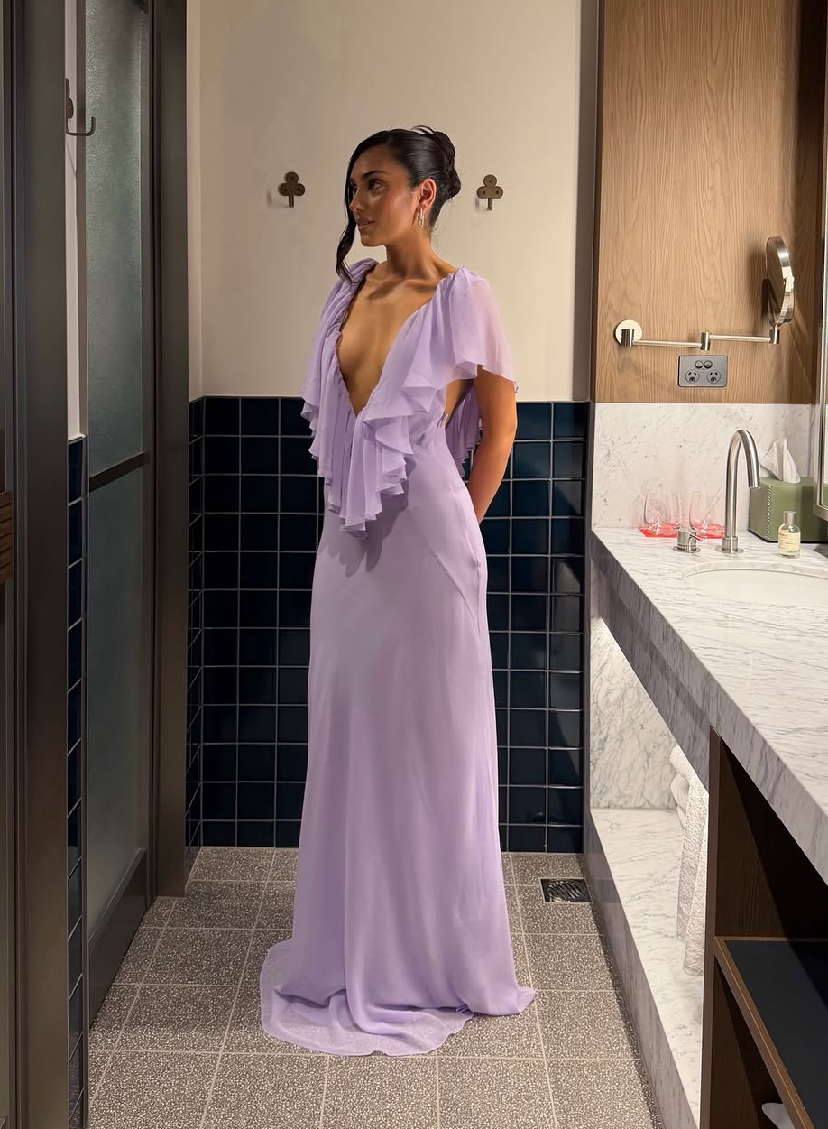 Monika – Elegant V-neck Layered Ruffle Dress - Image 2