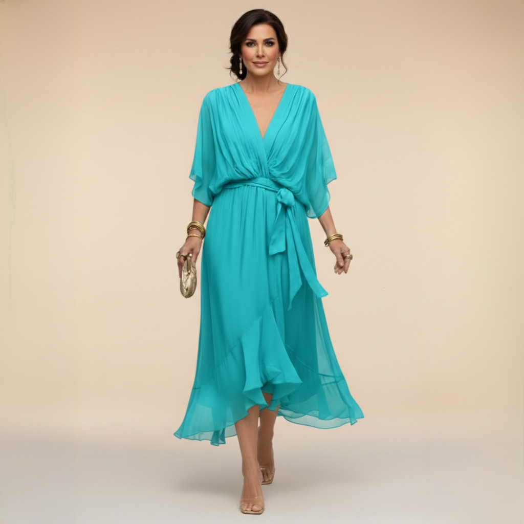 Erika – Elegant Flowing V-Neck Dress - Image 6