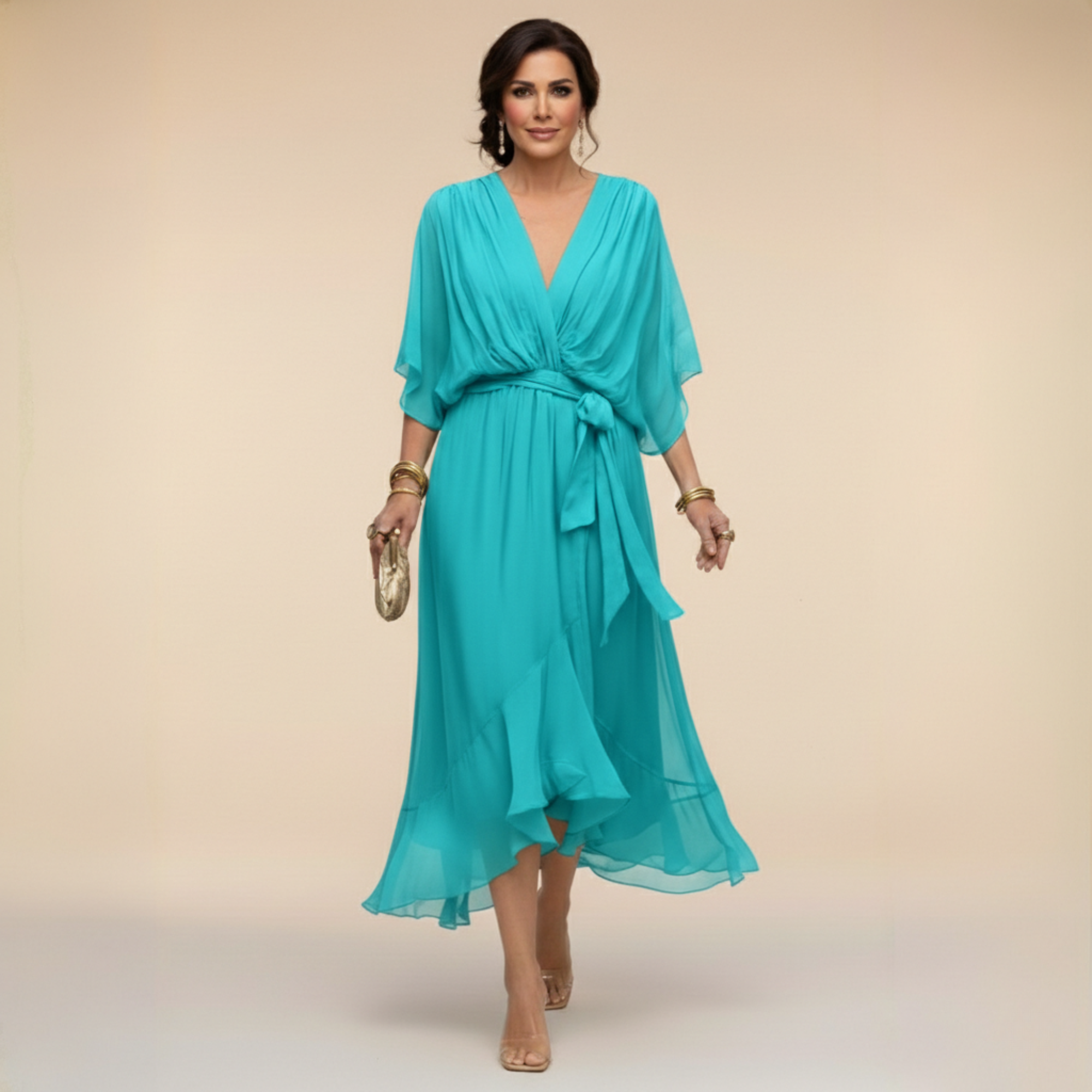 Erika – Elegant Flowing V-Neck Dress - Image 6