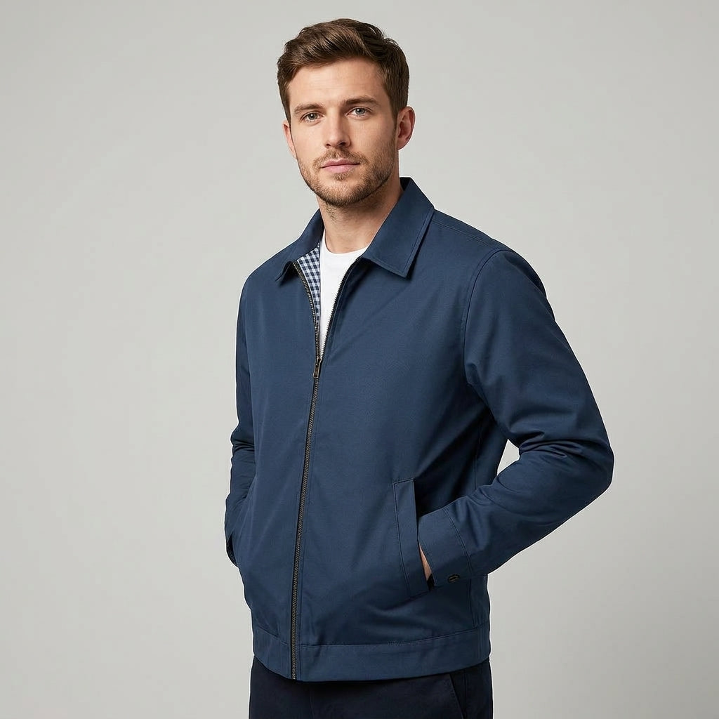 Casual men's jacket in a slim fit with a zipper - J&B; - 5 - Elvaroza.com