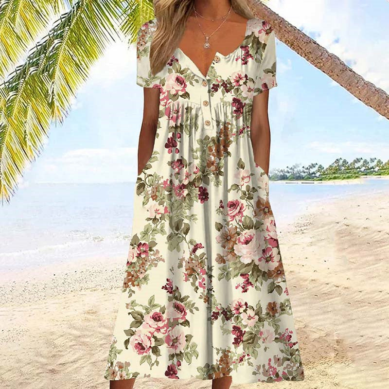 Karina – Floral Print Summer Dress - Image 1