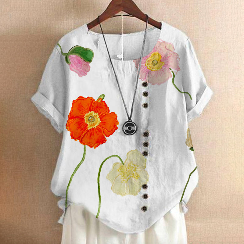 Anja – Floral Button-Up Blouse - Image 1