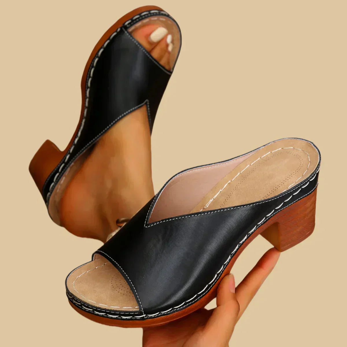 Yvonne – Women Open Toe Block Heels - Image 4