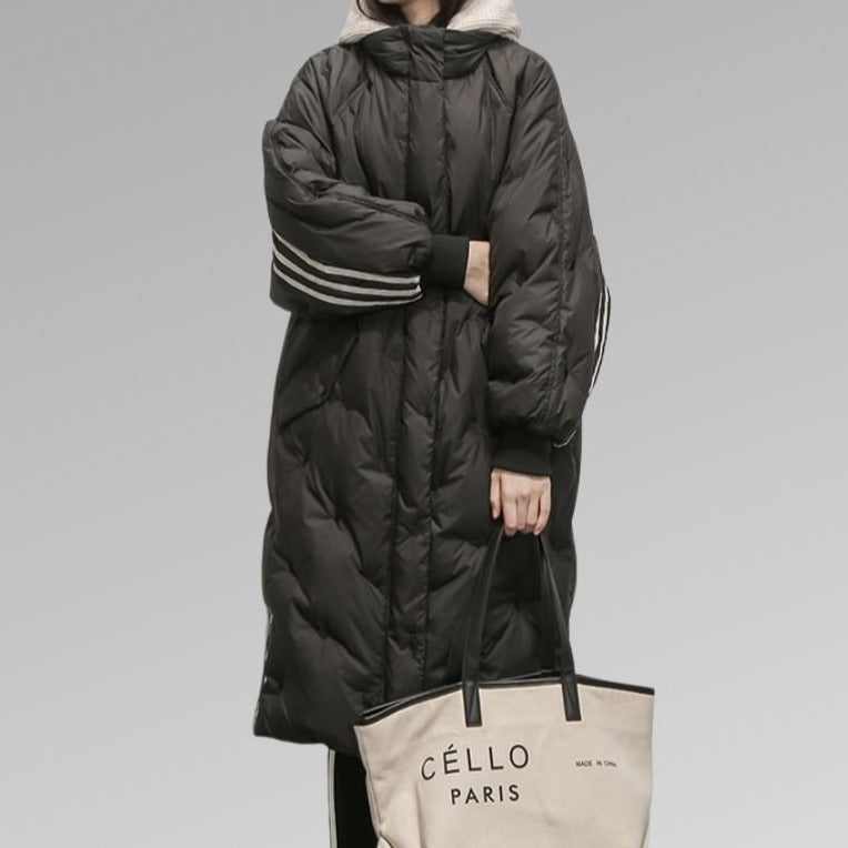 Puffer Jacket Women's Longline with Hood and Side Pockets - Image 3