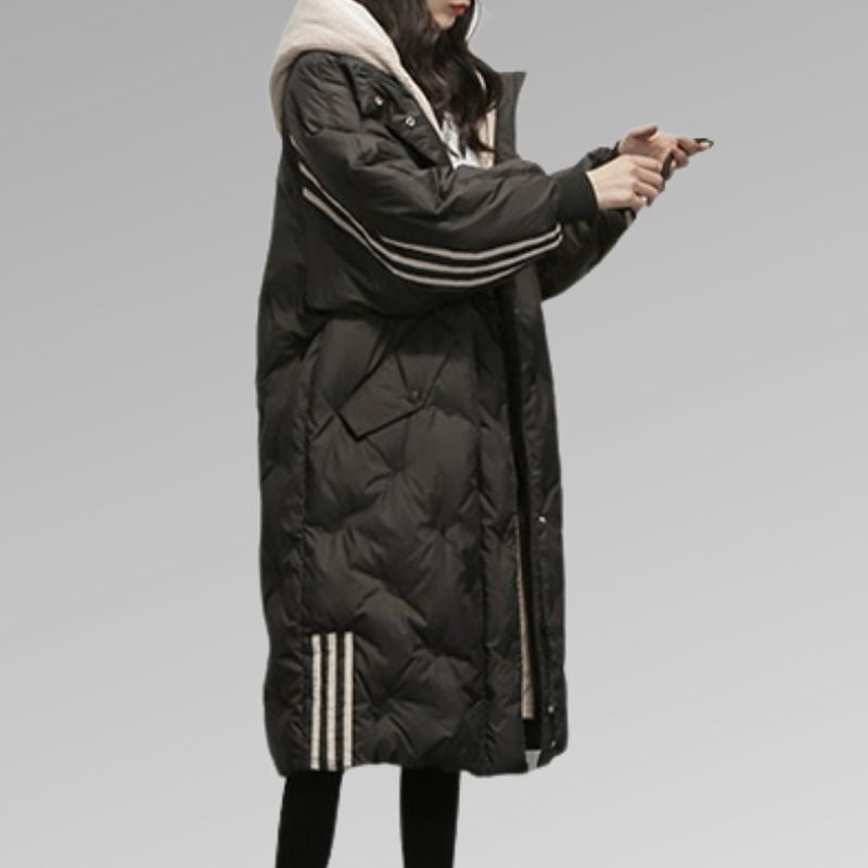 Puffer Jacket Women's Longline with Hood and Side Pockets - Image 4