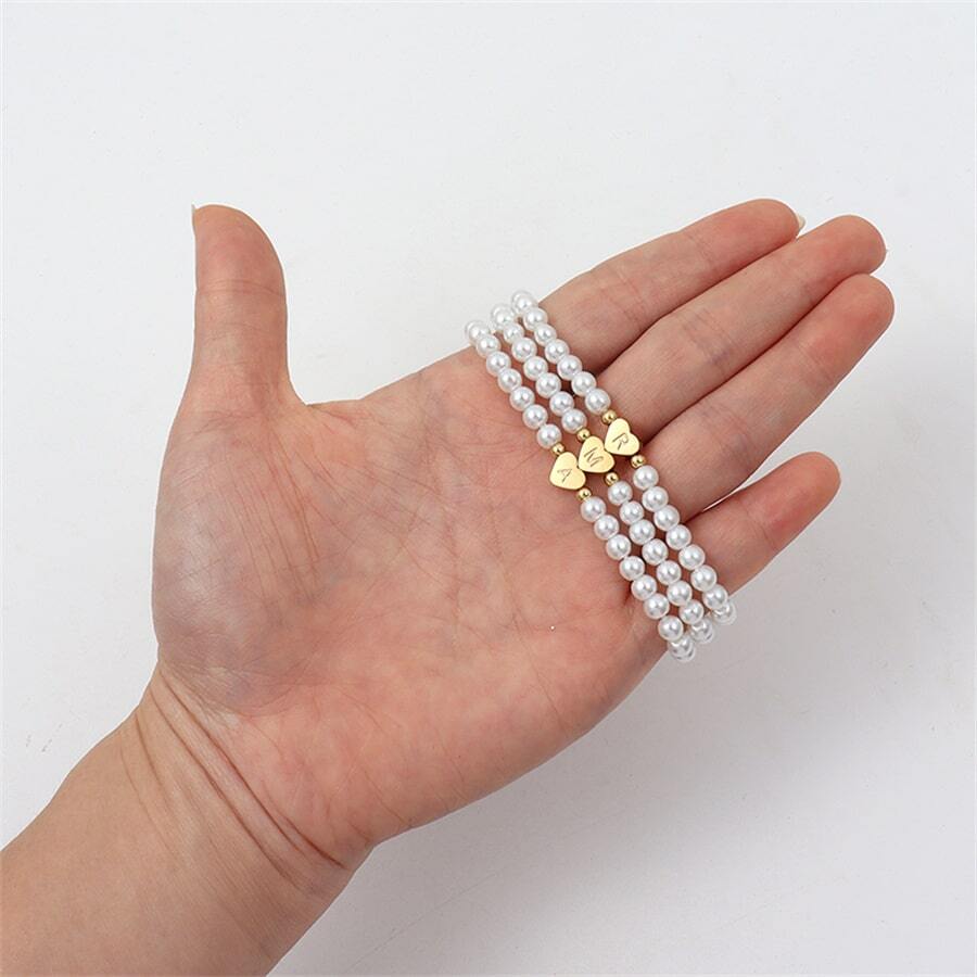 Nena – Heart Charm Pearl Bracelet - Image 2