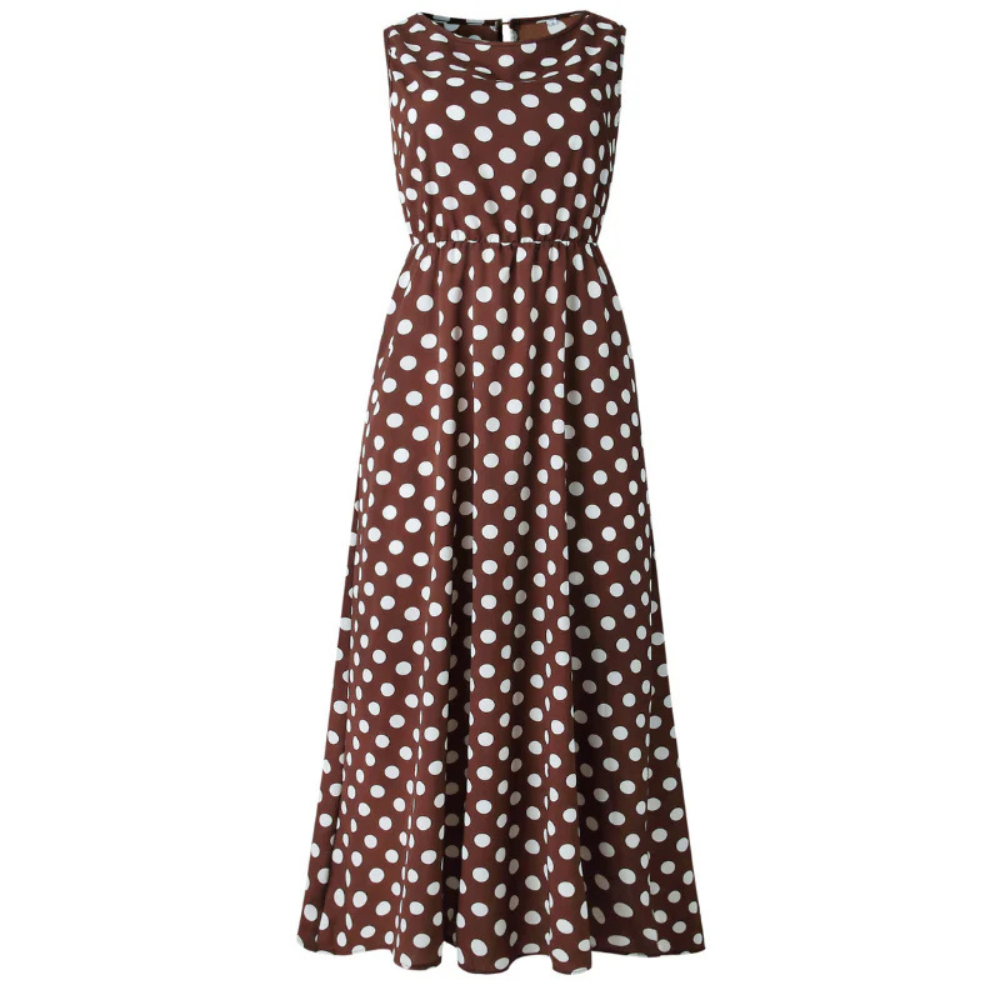 Maxi Dress Women's Polka Dot Sleeveless with Flattering Fit - Image 2