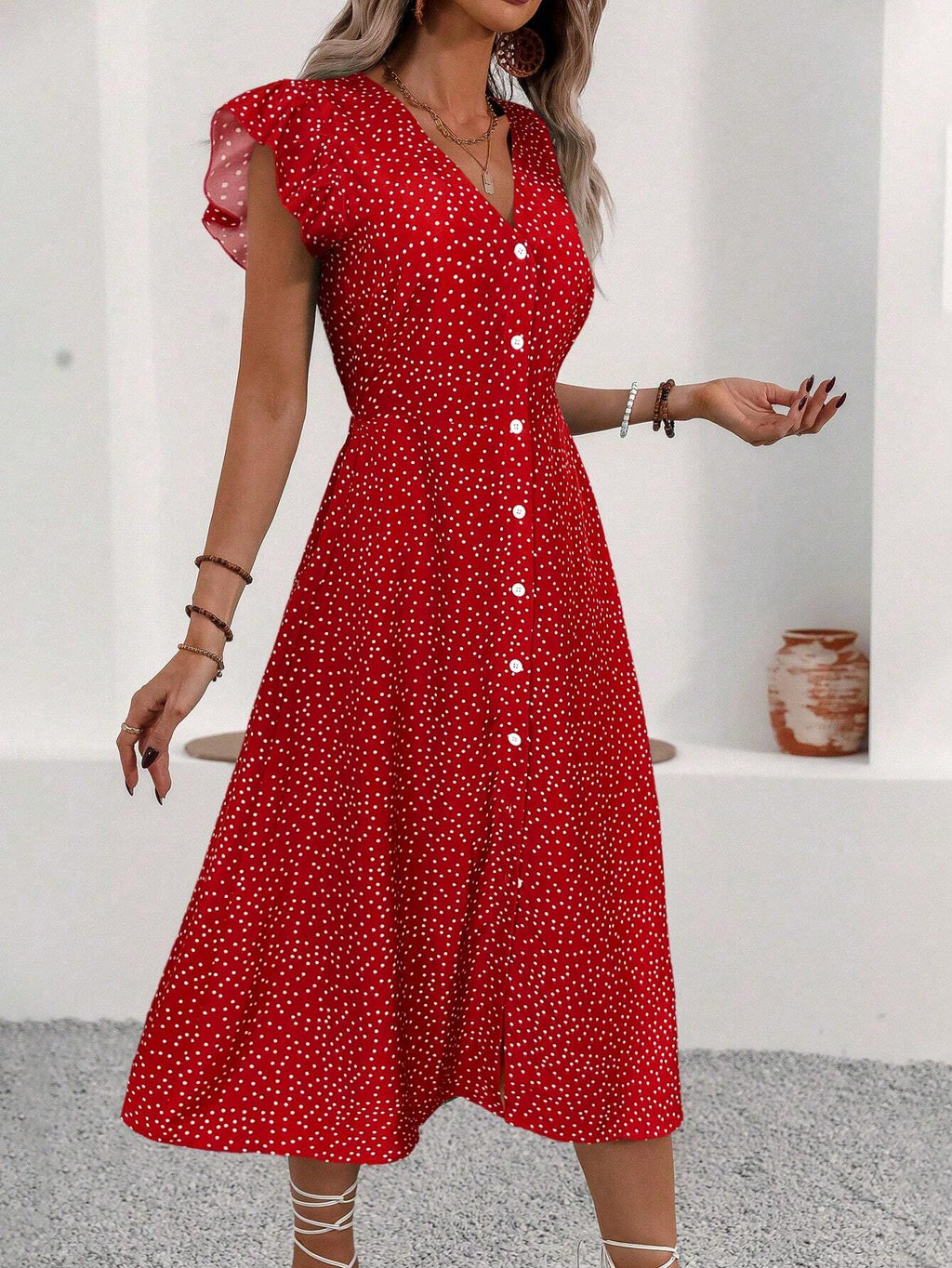 Sarah – Women Button-Up Midi Dress - Image 4