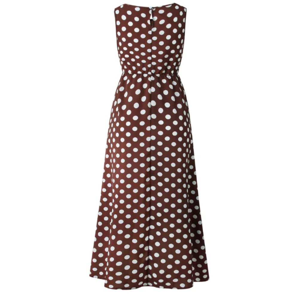 Maxi Dress Women's Polka Dot Sleeveless with Flattering Fit - Image 3