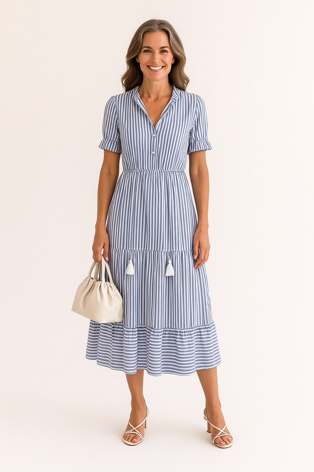Brigitte – Elegantes gestreiftes Stufenkleid für Damen - Image 1