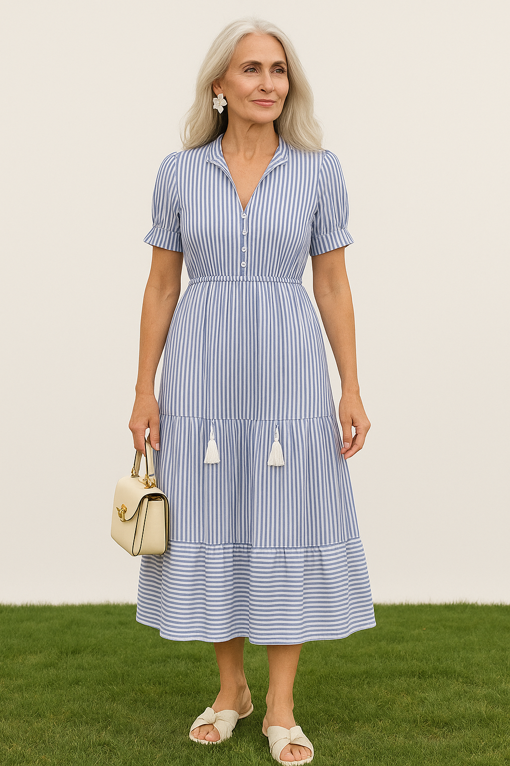 Brigitte – Elegantes gestreiftes Stufenkleid für Damen - Image 6