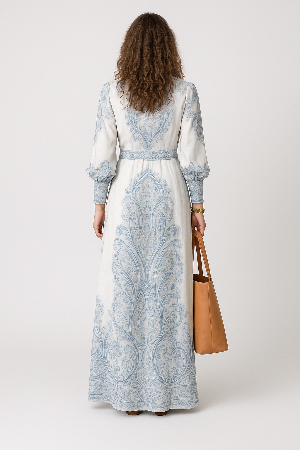 Andrea – Damenkleid mit langen Ärmeln und Aufdruck, mit hohem Kragen - Image 3