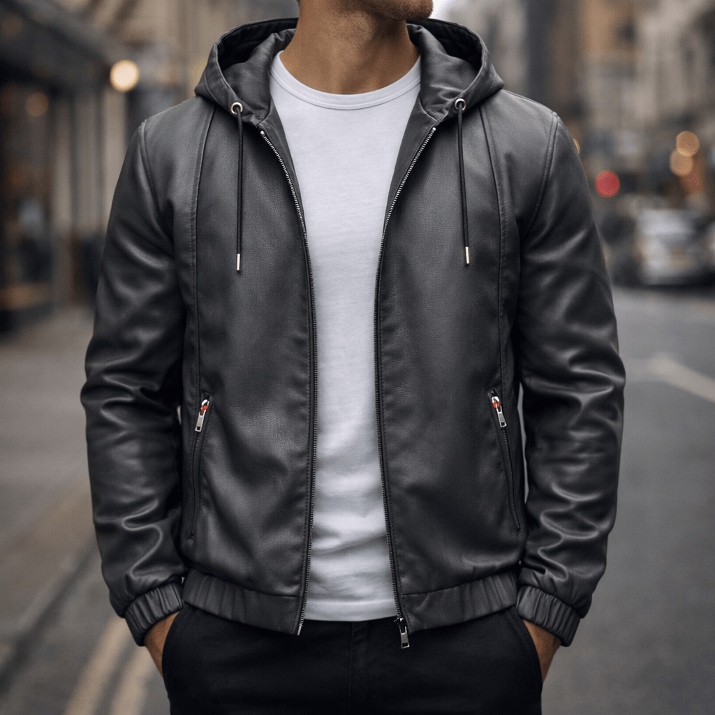Men's Hooded Bomber Jacket - Casual Look with Zipper - J&B; - 6 - Elvaroza.com