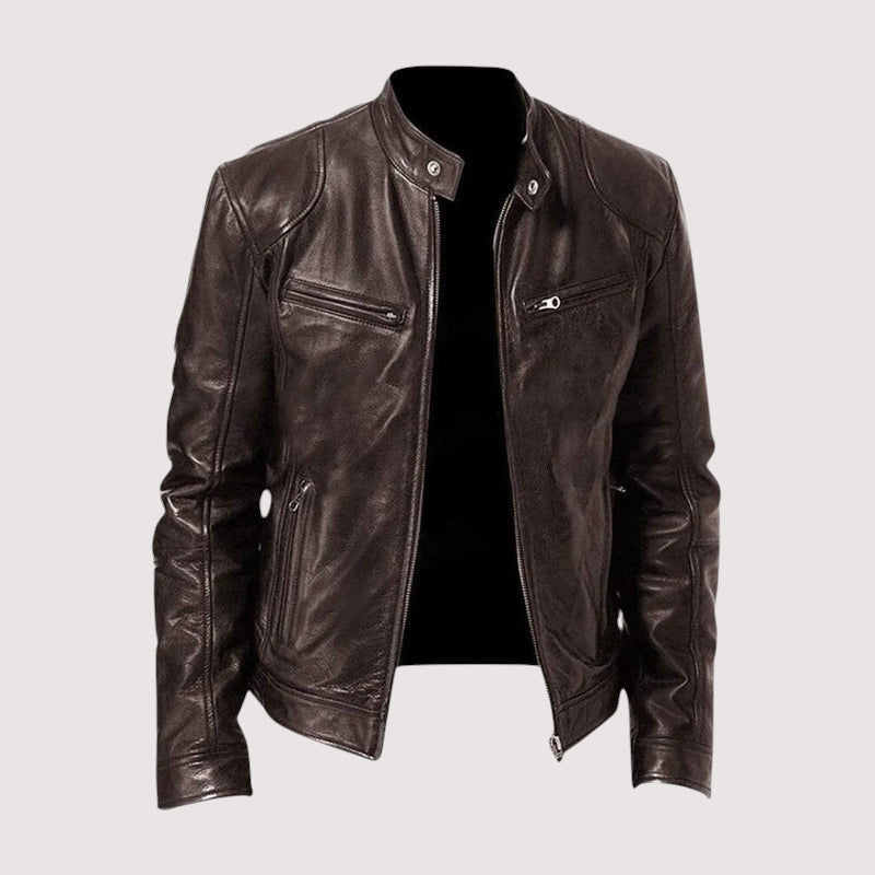 Men's Leather Jacket – Structured Fit with Practical Zipper Pockets - J&B; - 3 - Elvaroza.com