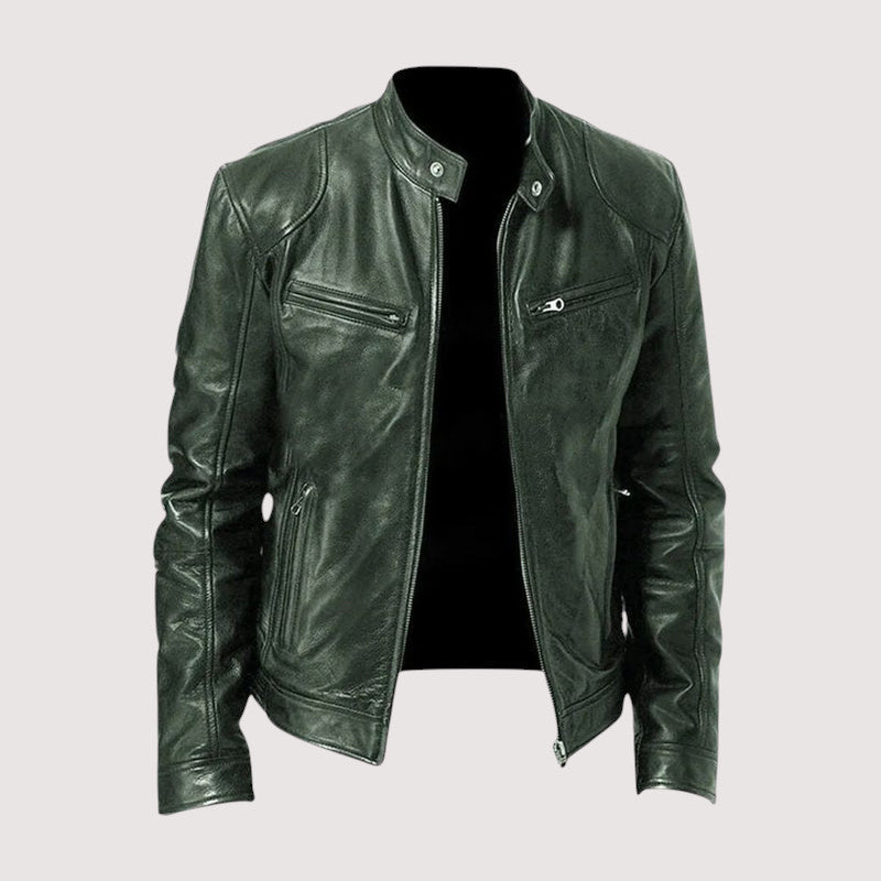 Men's Leather Jacket – Structured Fit with Practical Zipper Pockets - J&B; - 4 - Elvaroza.com