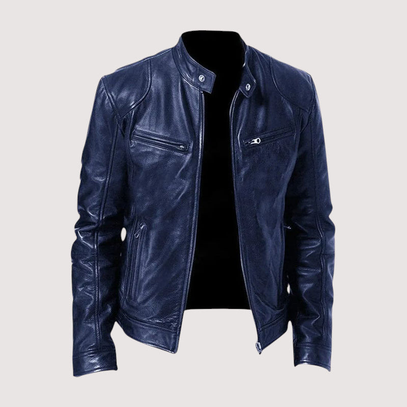 Men's Leather Jacket – Structured Fit with Practical Zipper Pockets - J&B; - 5 - Elvaroza.com