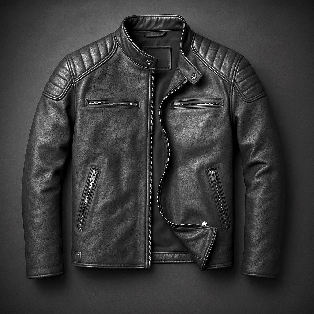 Men's Leather Jacket – Structured Fit with Quilted Shoulders - J&B; - 3 - Elvaroza.com