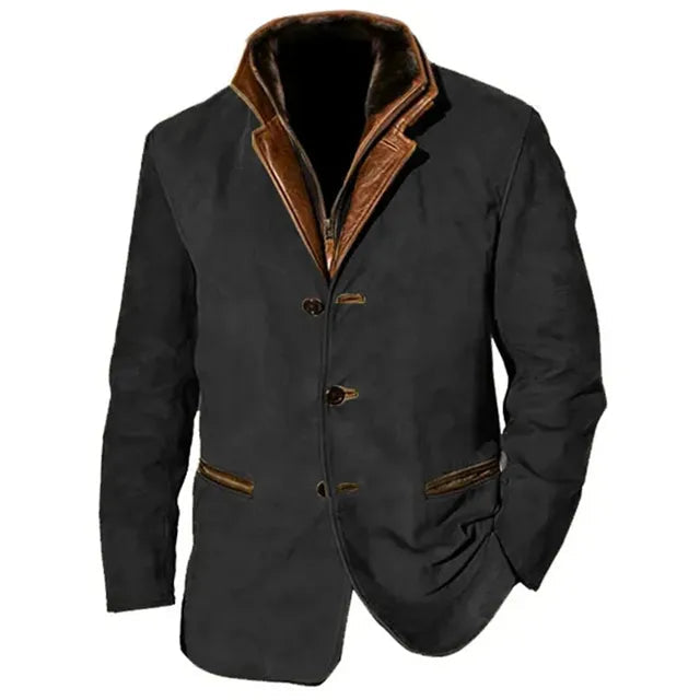 Men's Utility-Style Jacket with Contrasting Collar - J&B; - 6 - Elvaroza.com