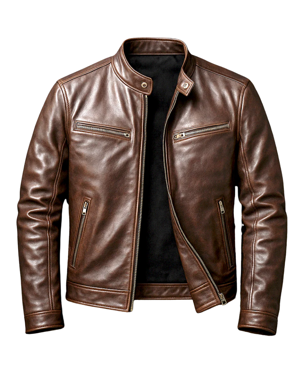 Men's Leather Jacket – Classic Fit with a Textured Look - J&B; - 2 - Elvaroza.com