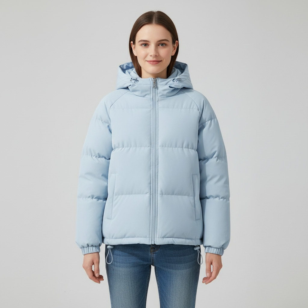 Women's Quilted Jacket with Hood and Zipper - J&B; - 2 - Elvaroza.com