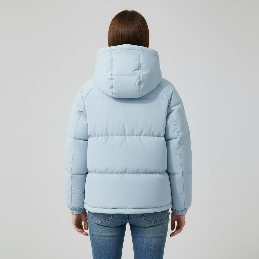 Women's Quilted Jacket with Hood and Zipper - J&B; - 3 - Elvaroza.com
