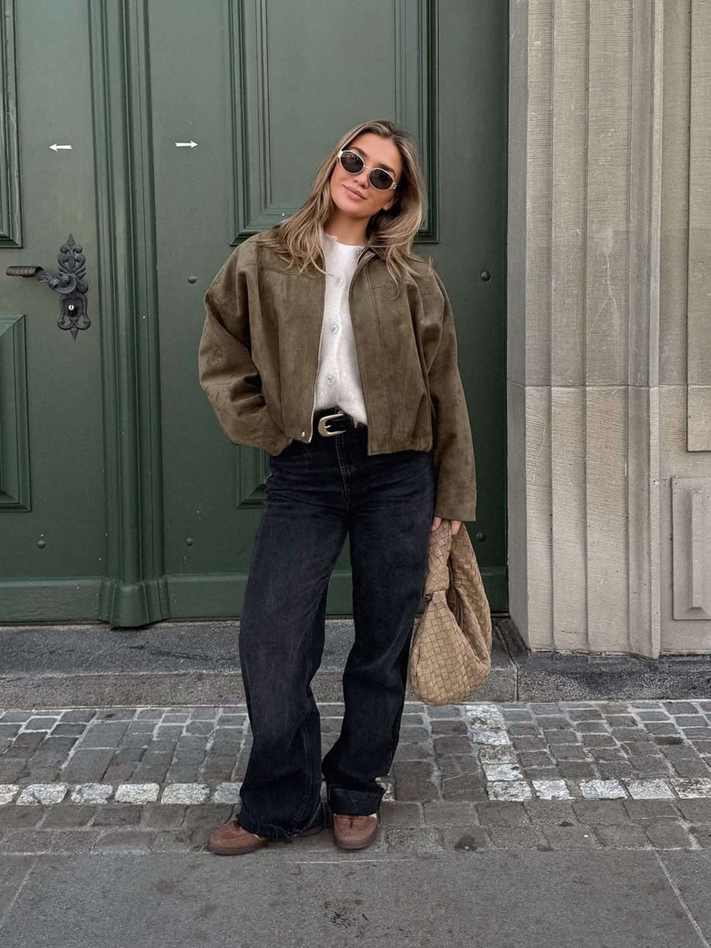 Women's Bomber Jacket, Oversized Fit with Zipper - J&B; - 3 - Elvaroza.com