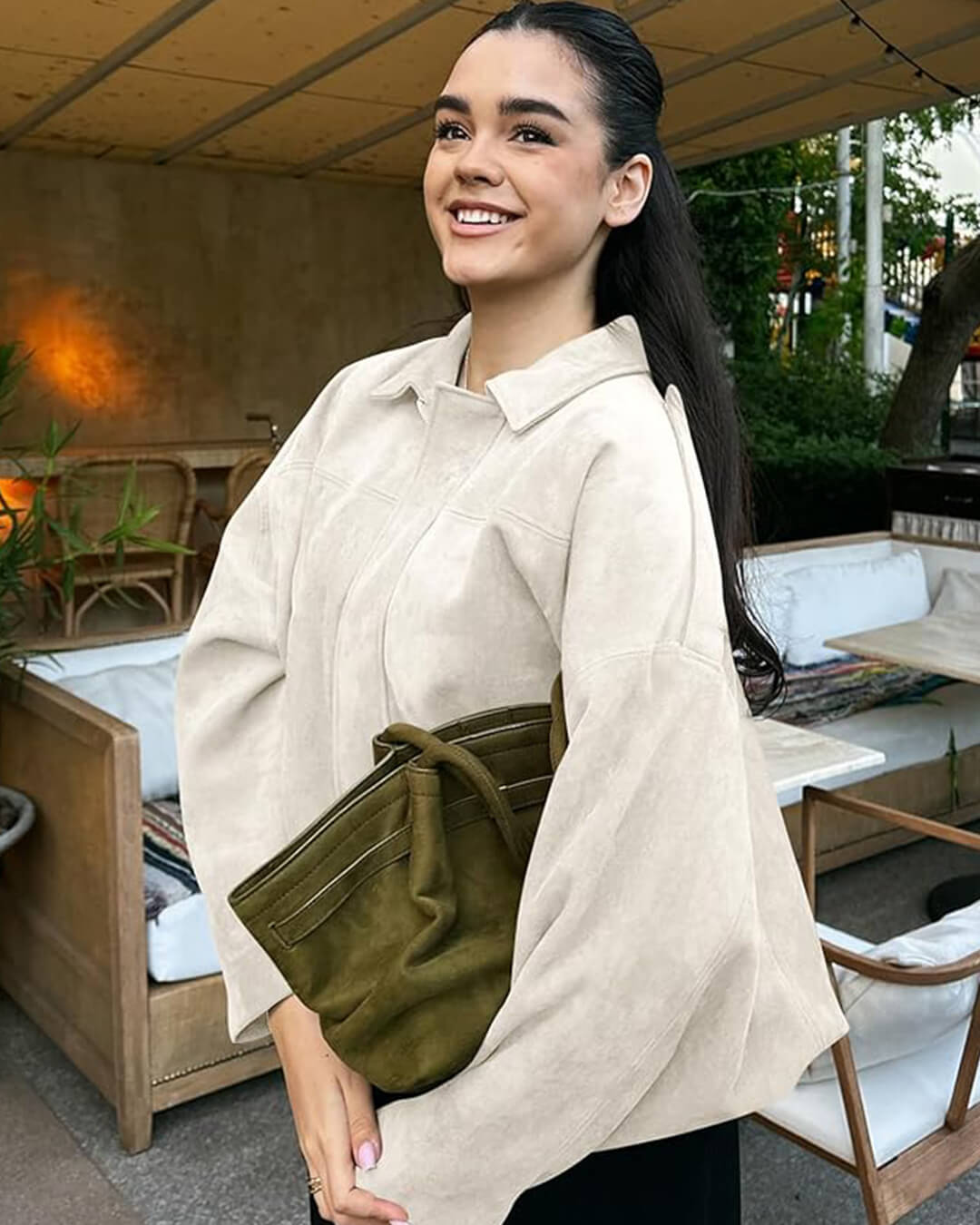 Women's Bomber Jacket, Oversized Fit with Zipper - J&B; - 7 - Elvaroza.com