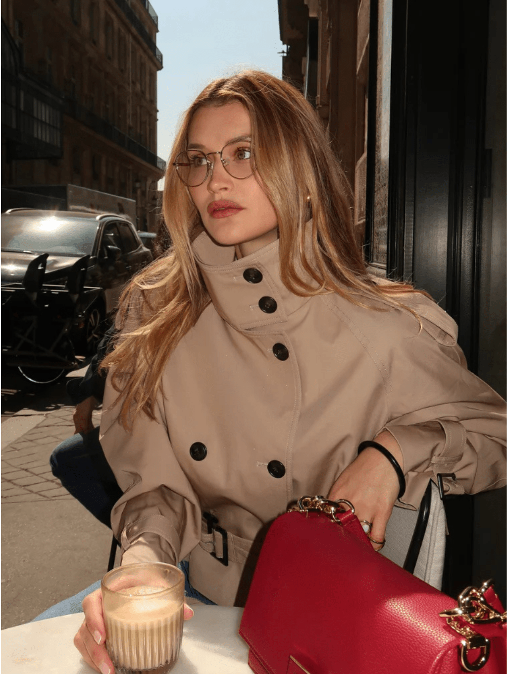 Short women's jacket with a double-breasted button placket and belt - J&B; - 3 - Elvaroza.com