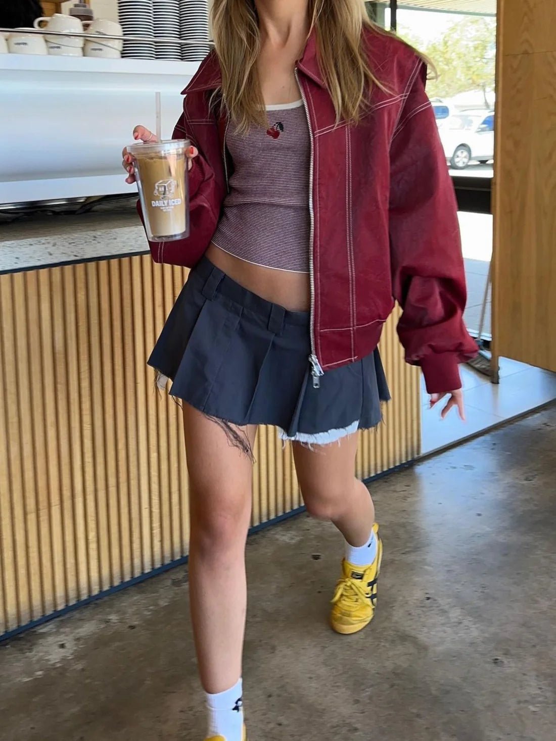Women's Bomber Jacket, Oversized Fit with Zipper - J&B; - 7 - Elvaroza.com