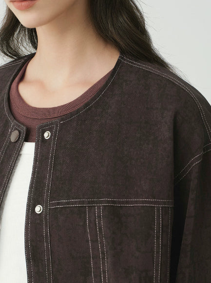 Short women's jacket with a relaxed fit and front pockets - J&B; - 3 - Elvaroza.com