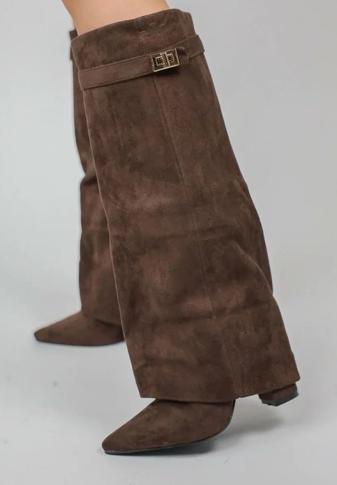 Women's Over-the-Knee Boots in an Elegant Design with Block Heels - J&B; - 3 - Elvaroza.com