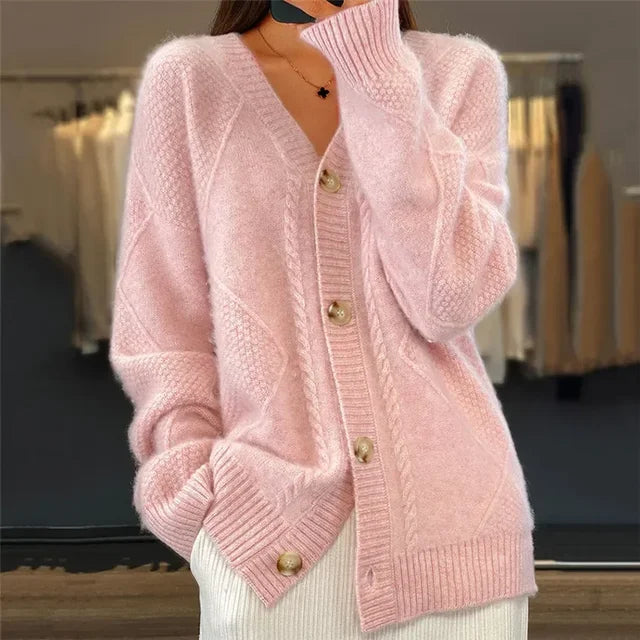 Women's Cardigan – Soft Knit Sweater with Button Placket and Long Sleeves - J&B; - 3 - Elvaroza.com