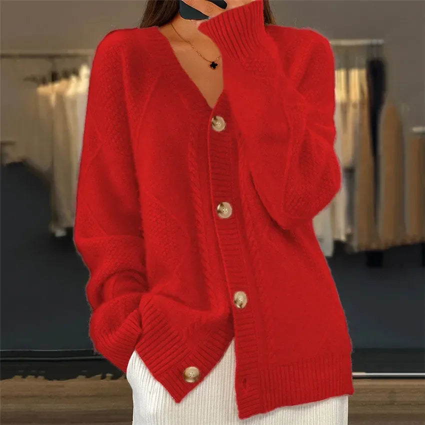 Women's Cardigan – Soft Knit Sweater with Button Placket and Long Sleeves - J&B; - 6 - Elvaroza.com