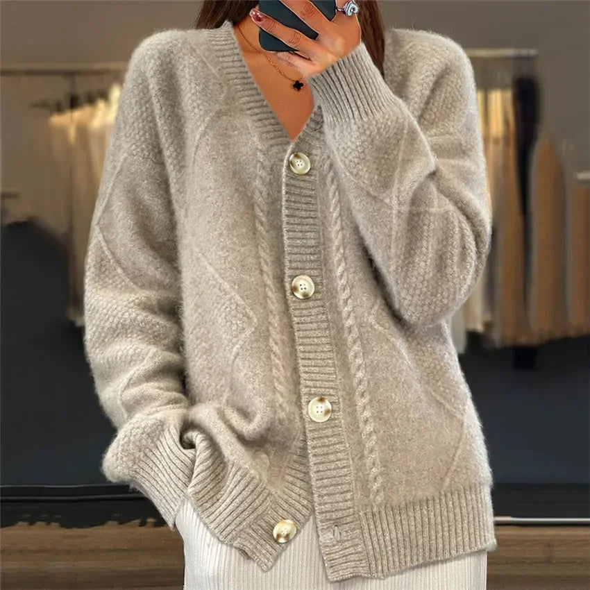 Women's Cardigan – Soft Knit Sweater with Button Placket and Long Sleeves - J&B; - 8 - Elvaroza.com