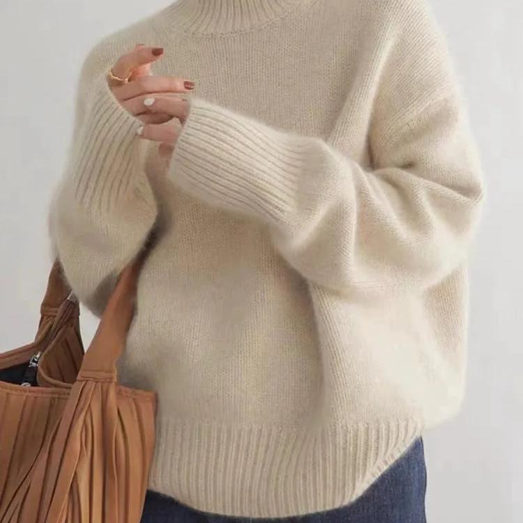 Oversized Women's Cashmere Turtleneck Sweater – Soft and Warm - J&B; - 5 - Elvaroza.com