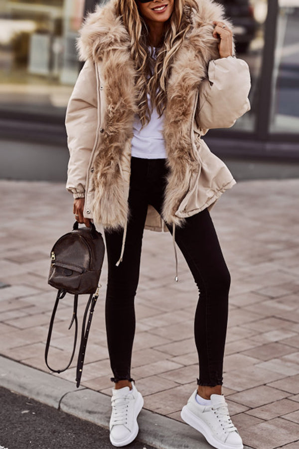Women's cropped parka with faux fur trim and hood - J&B; - 6 - Elvaroza.com