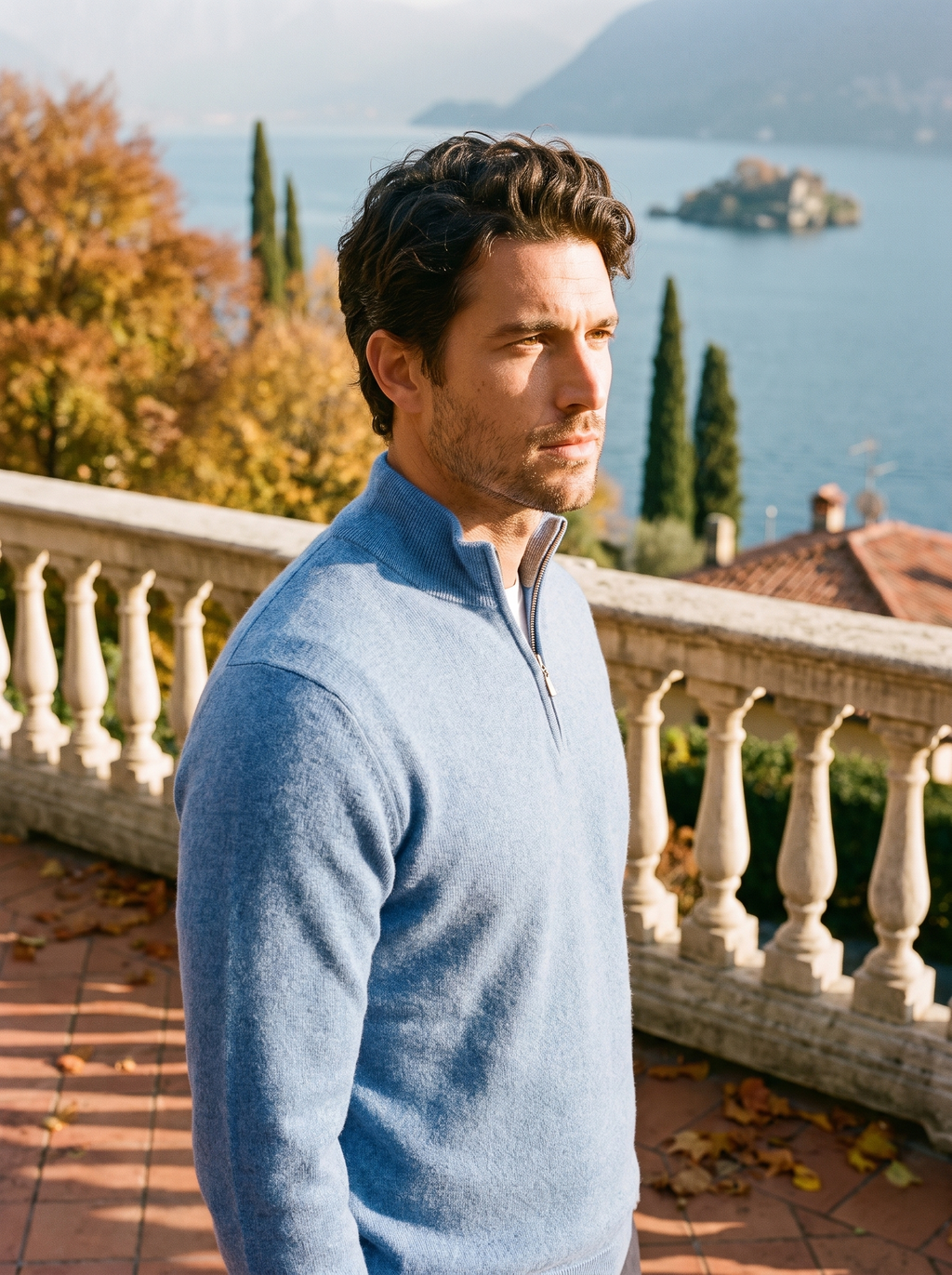 Men's Sweater with a High Collar and Half-Zip - J&B; - 1 - Elvaroza.com