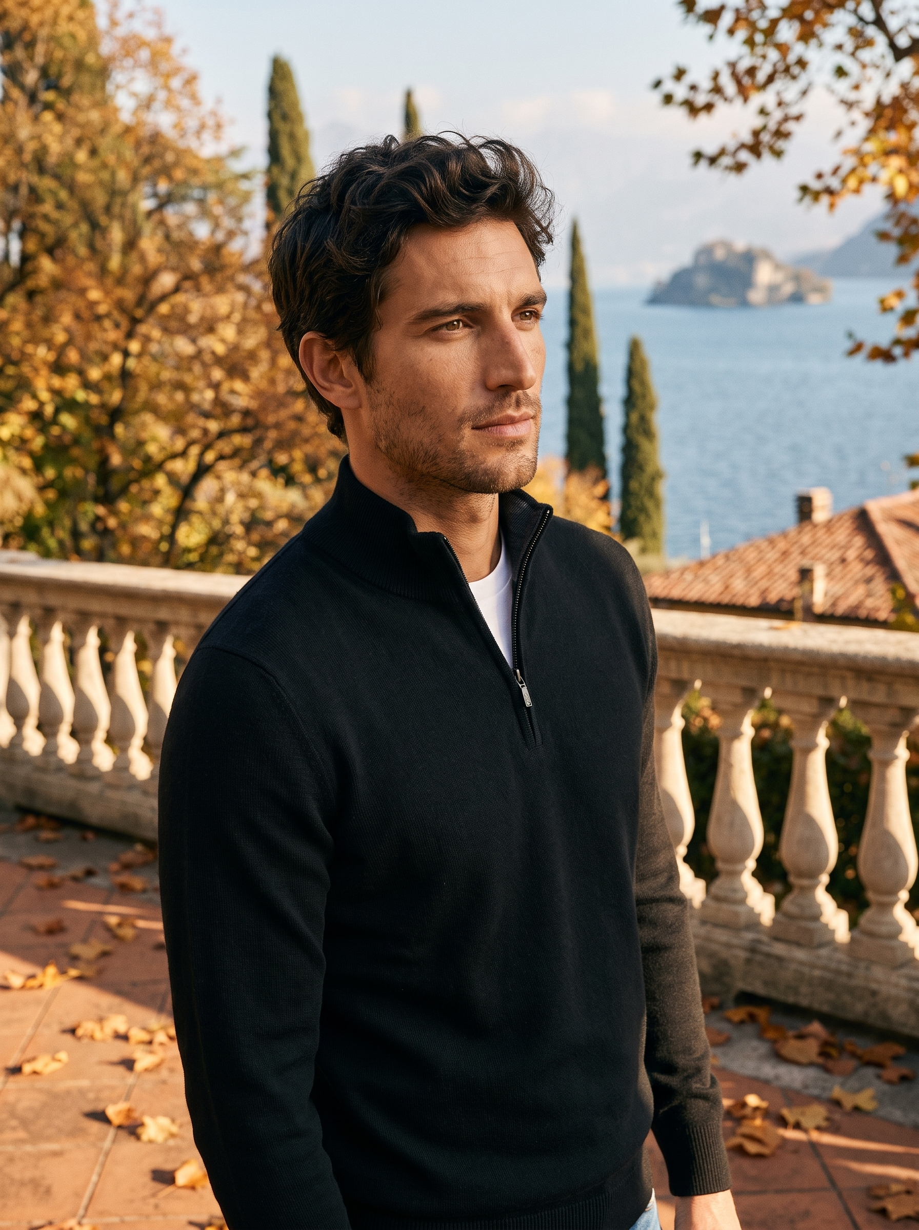 Men's Sweater with a High Collar and Half-Zip - J&B; - 5 - Elvaroza.com