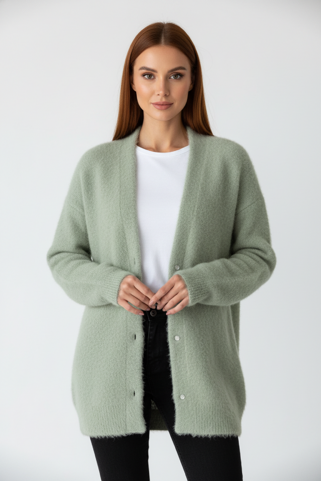 Women's cardigan with a relaxed fit, button placket, and elegant silhouette - J&B; - 1 - Elvaroza.com