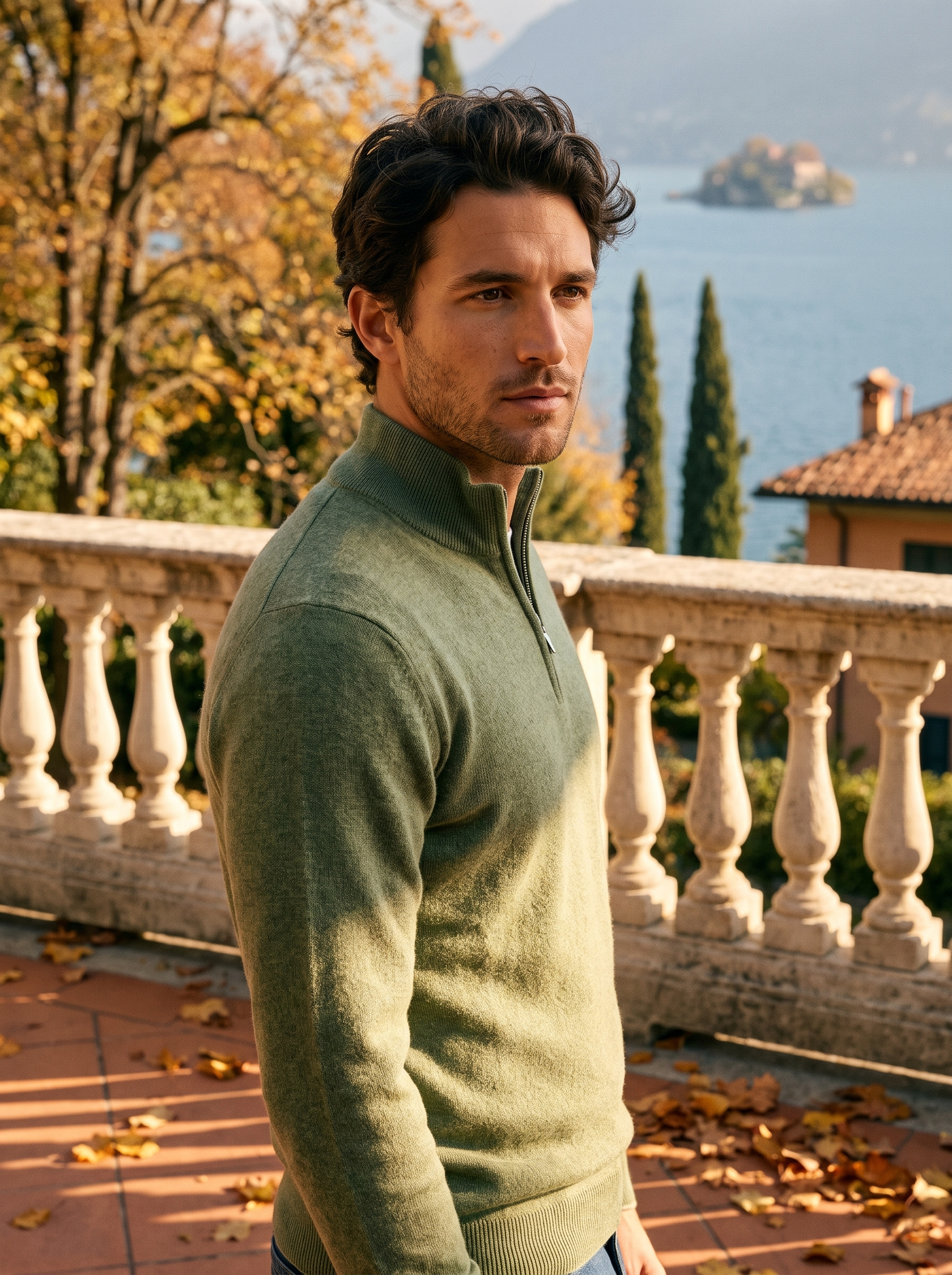 Men's Sweater with a High Collar and Half-Zip - J&B; - 11 - Elvaroza.com