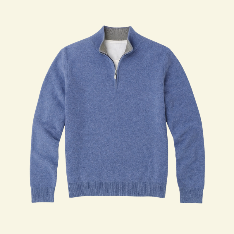 Men's Sweater with a High Collar and Half-Zip - J&B; - 12 - Elvaroza.com